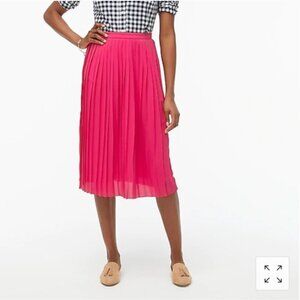 J Crew Pleated Midi Skirt Hot Fuchsia Pink - Size 10